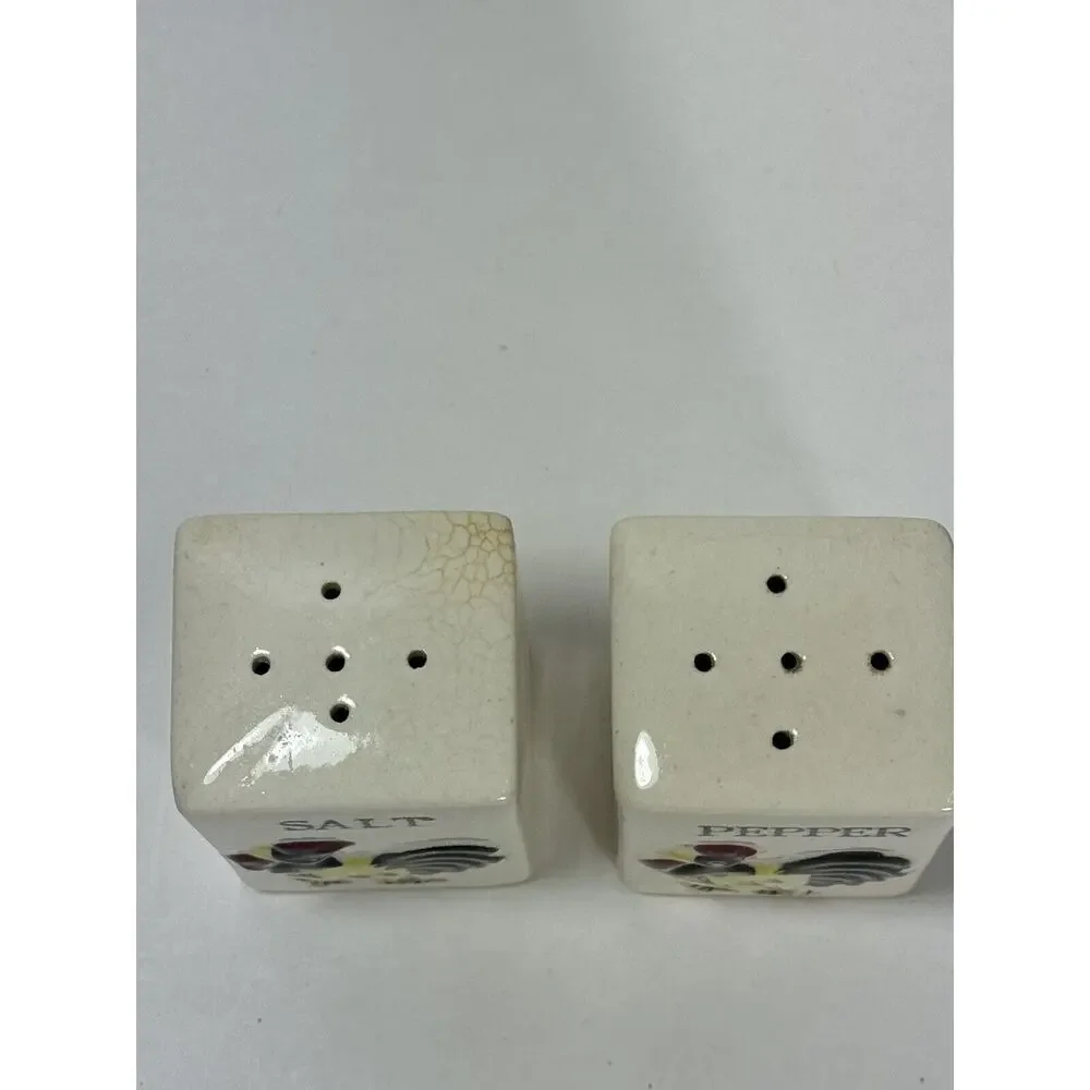 Vintage Japan Square Chicken Rooster Salt & Pepper Shakers